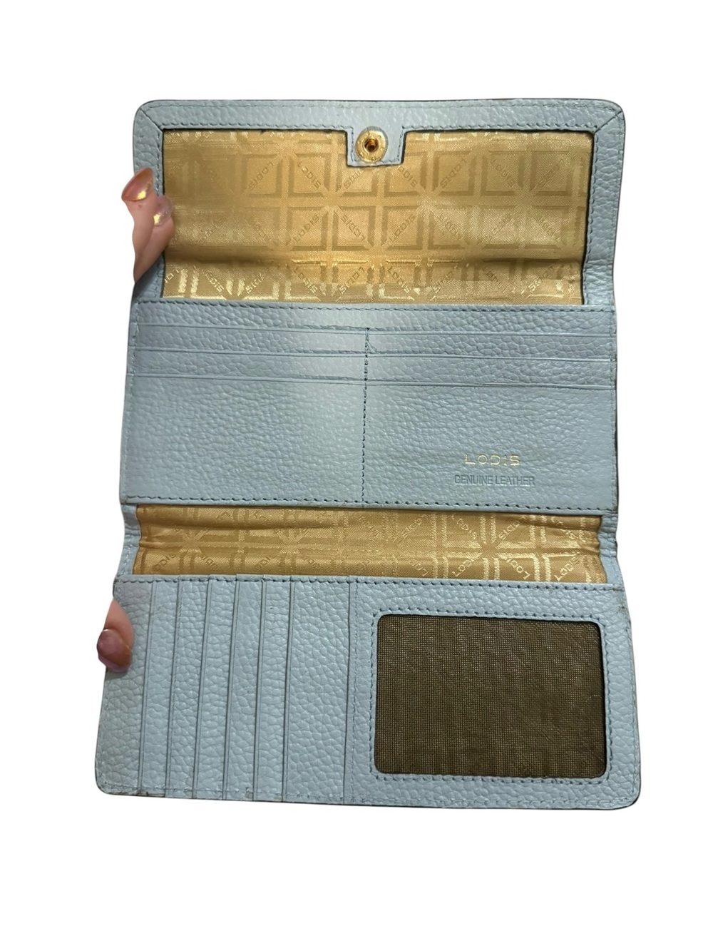 LODIS Light Blue Pebbled Leather Continental Wallet - Picture 7 of 7